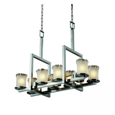 Justice Design Group GLA-8718-16-WHTW-MBLK Veneto Luce Collection Dakota 8-Up & 3-Downlight Bridge Chandelier